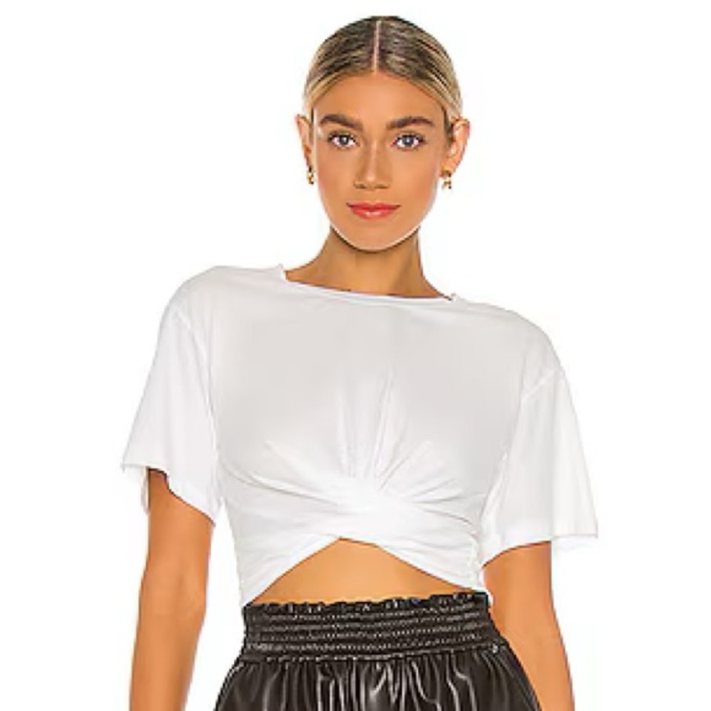 A.L.C. Jules White Short Sleeve Crop T-Shirt Tie Back Womens Small